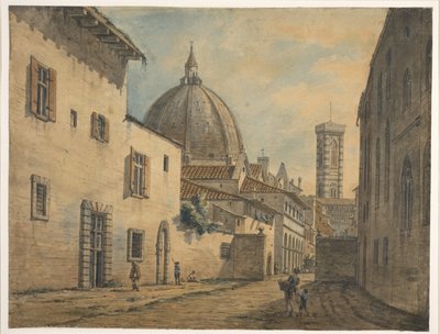 Eine Straße in Florenz mit dem Dom und dem Campanile im Hintergrund von William Marlow